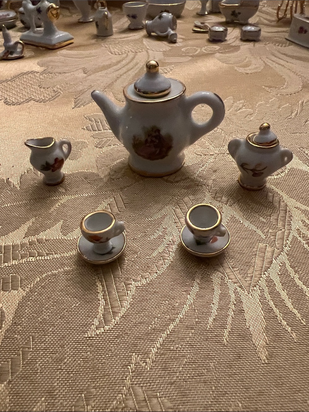 Limoges White and Gold Miniature Porcelain Tea Set